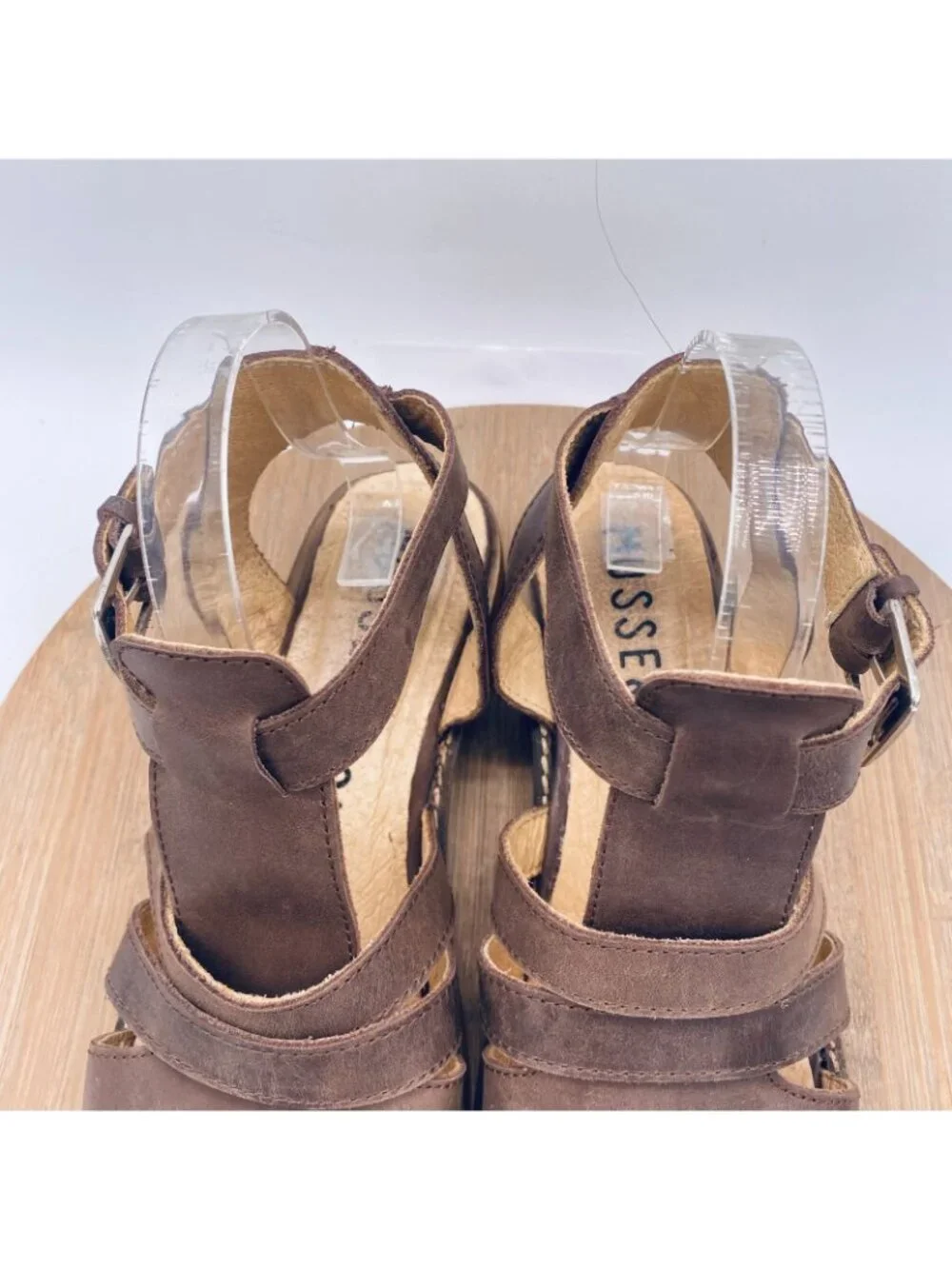 Musse and Cloud Sandals Womens 8 Brown Leather Ankle Strap Flats Peep